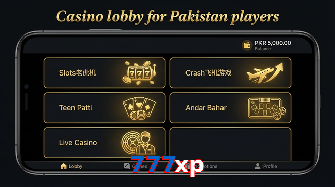 Lobby view of 777Xp for Pakistan users